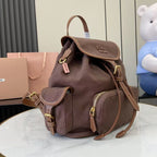 Miu Miu Brown Canvas & Calfskin Leather Backpack