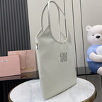 Miu Miu White Leather Logo Tote Bag