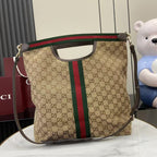 Gucci Black Canvas & Leather Double G Handbag