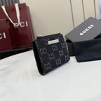 Gucci Black Denim & Leather Zip Wallet