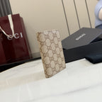 Gucci Green Canvas & Leather Logo Card Holder