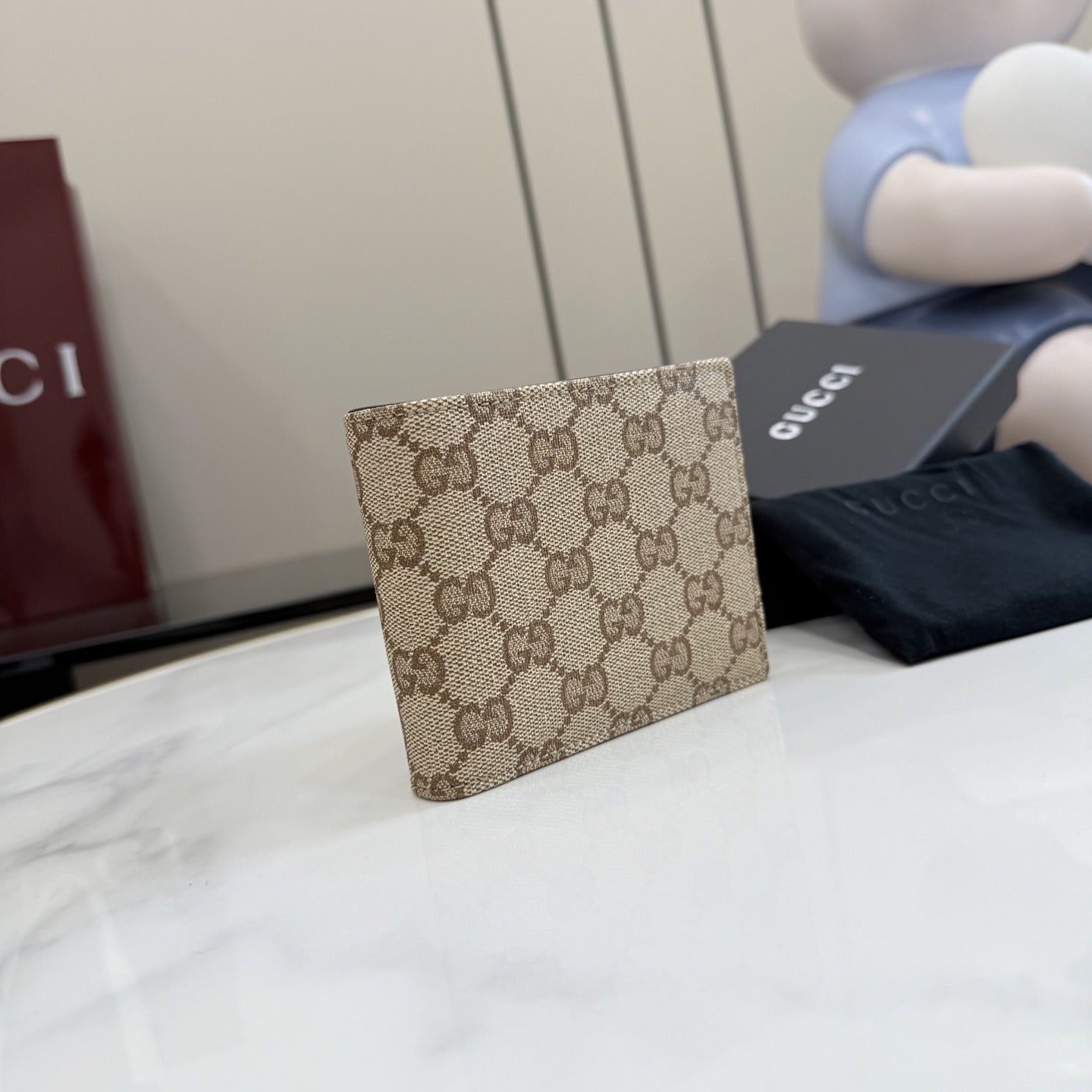 Gucci Brown Canvas & Leather Logo Wallet