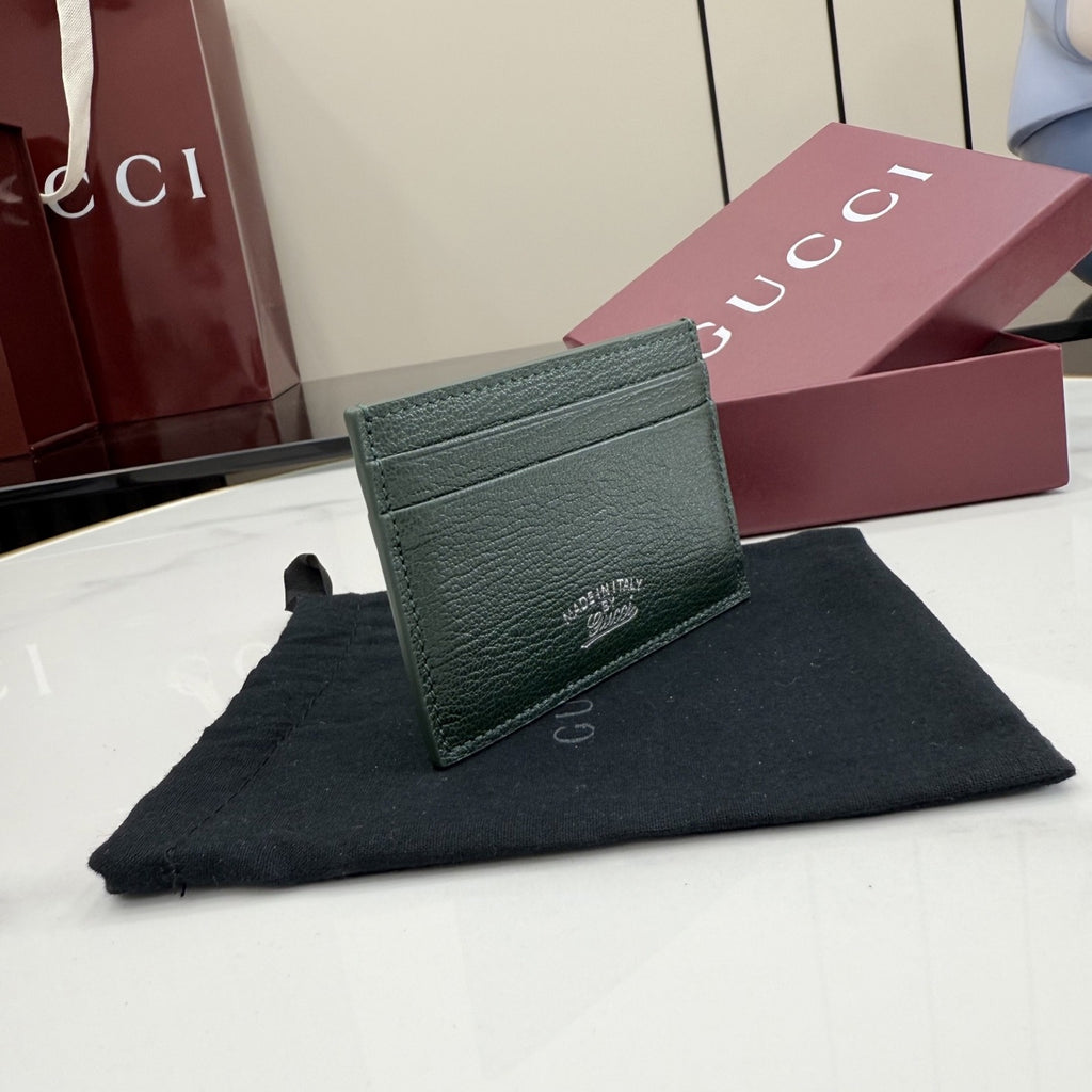 Gucci Green Leather Logo Card Holder