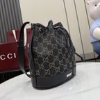 Gucci Black Denim & Leather Zip Handbag