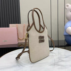 Miu Miu Brown Leather & Canvas Logo Tote Bag