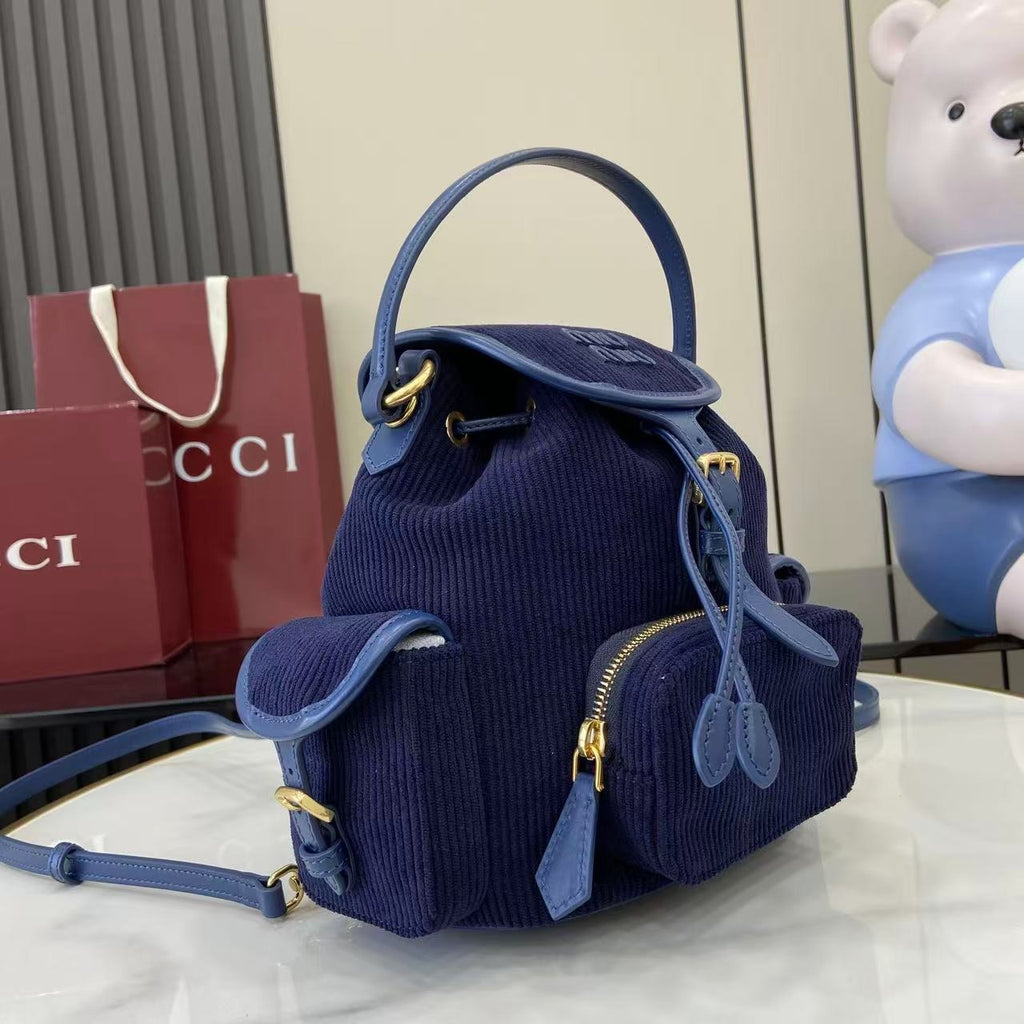 Miu Miu Corduroy & Calfskin Leather Backpack