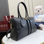 Gucci Black Leather & Canvas Horsebit Handbag