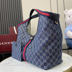 Gucci White Denim Double G Tote Bag