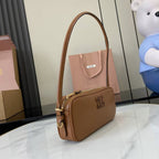 Miu Miu Calfskin Leather & Cotton Colorblock Handbag
