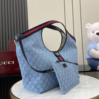 Gucci Light Blue Denim Double G Tote Bag