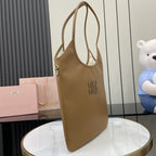 Miu Miu Brown Leather Logo Tote Bag