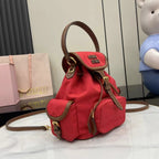 Miu Miu Brown Canvas & Calfskin Leather Backpack
