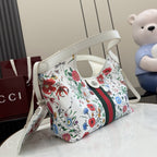 Gucci White Leather Double G Tote Bag