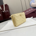 Gucci Yellow Leather GG Marmont Card Holder