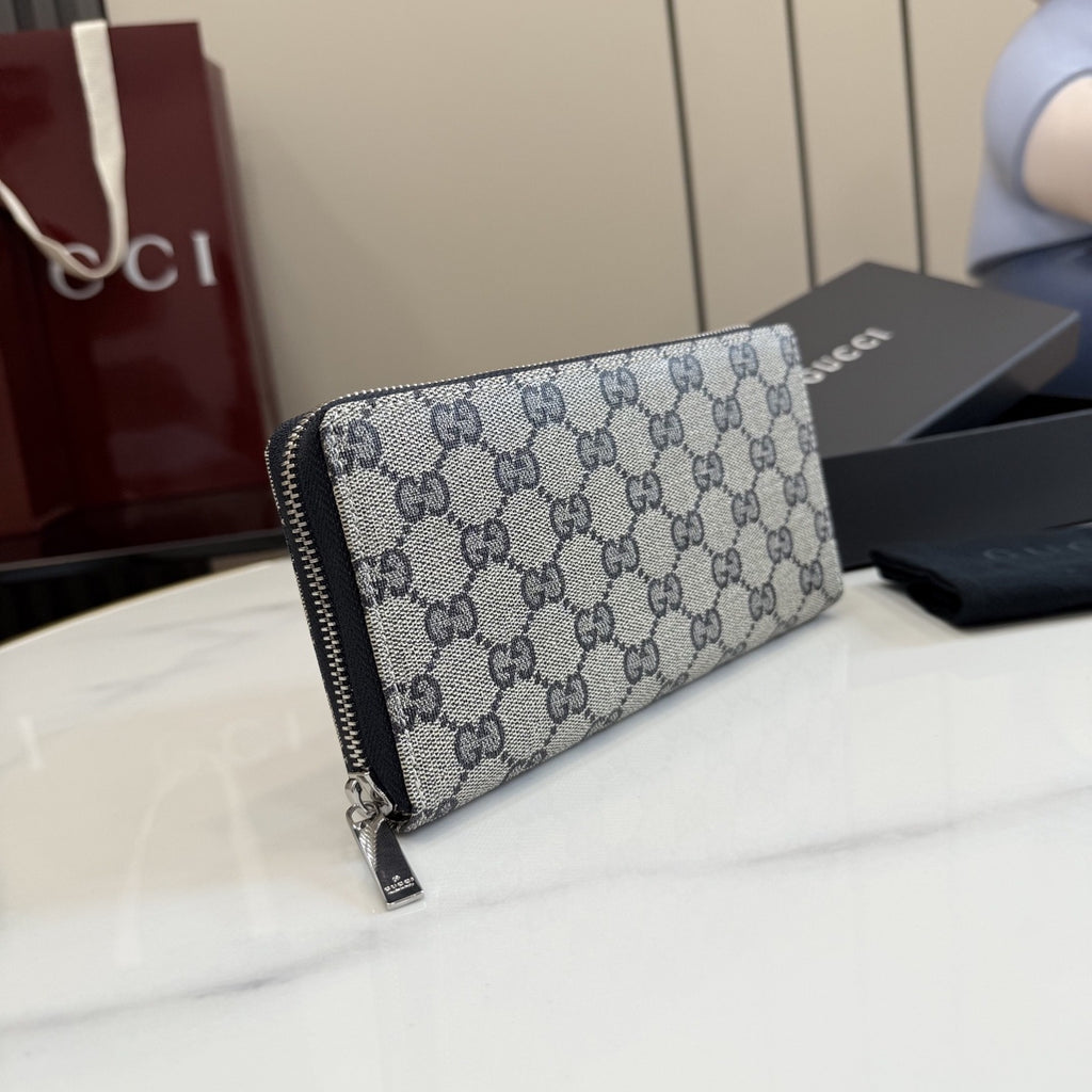 Gucci Canvas & Leather Zip Wallet