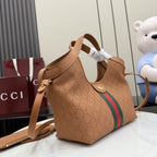 Gucci Brown Leather & Canvas Double G Tote Bag