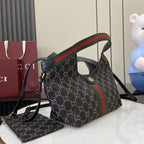 Gucci Black Denim & Canvas Double G Tote Bag