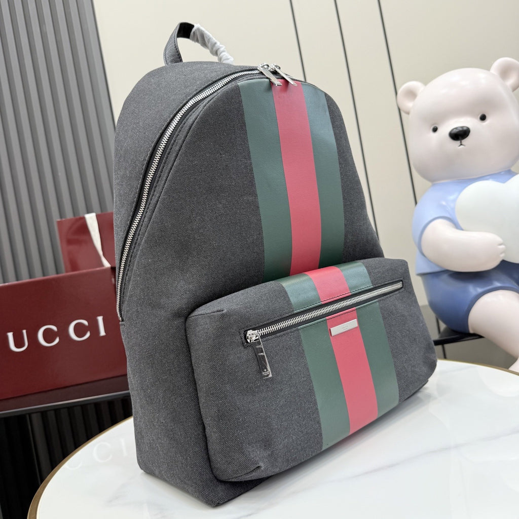 Gucci Black Canvas & Leather Vintage-Finish Backpack