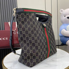 Gucci Black Denim & Leather Double G Handbag