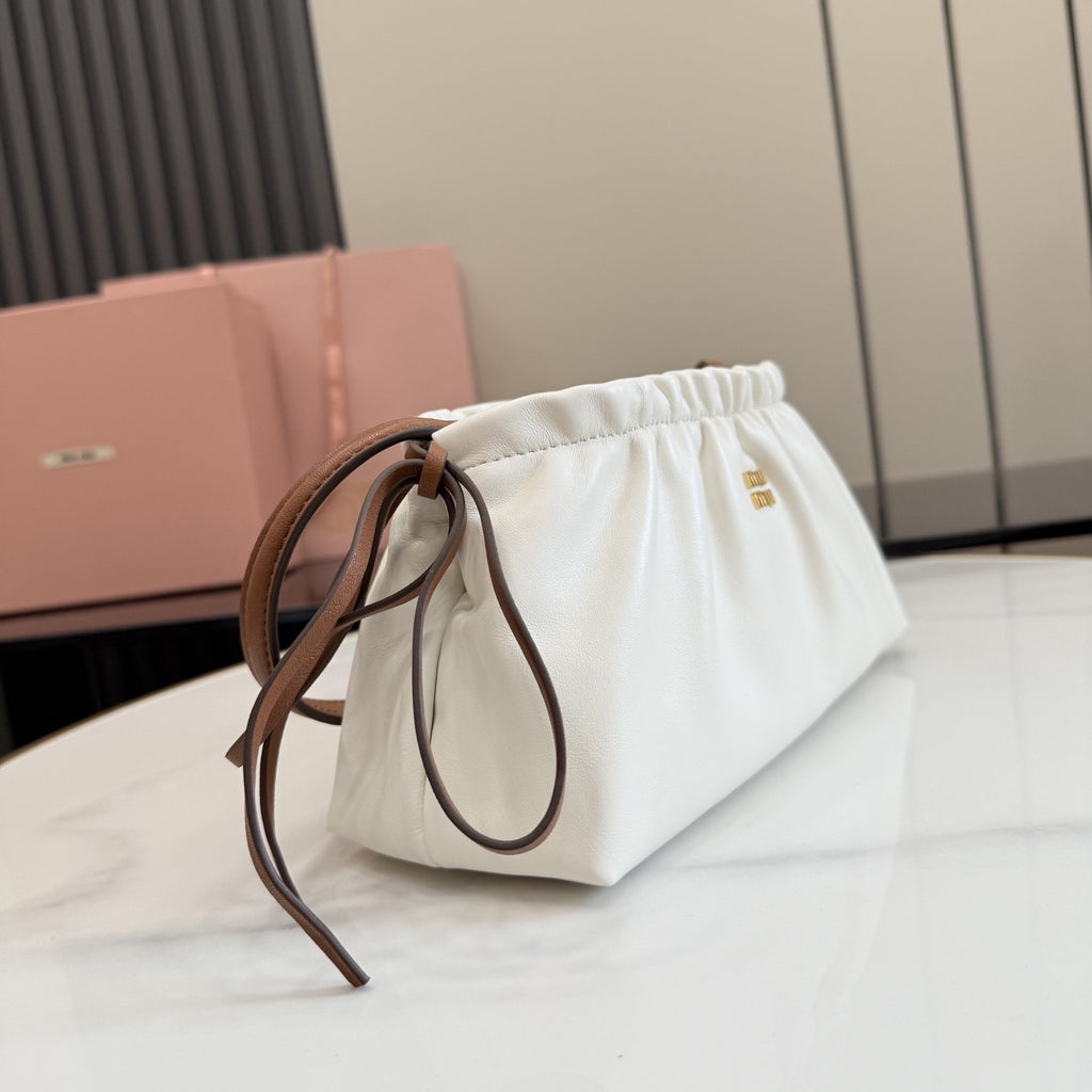 Miu Miu White Leather Bow Shoulder Bag