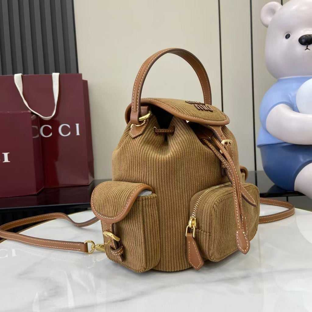 Miu Miu Corduroy & Calfskin Leather Backpack