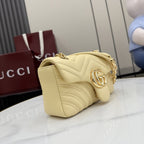 Gucci Yellow Lambskin Leather GG Marmont Handbag