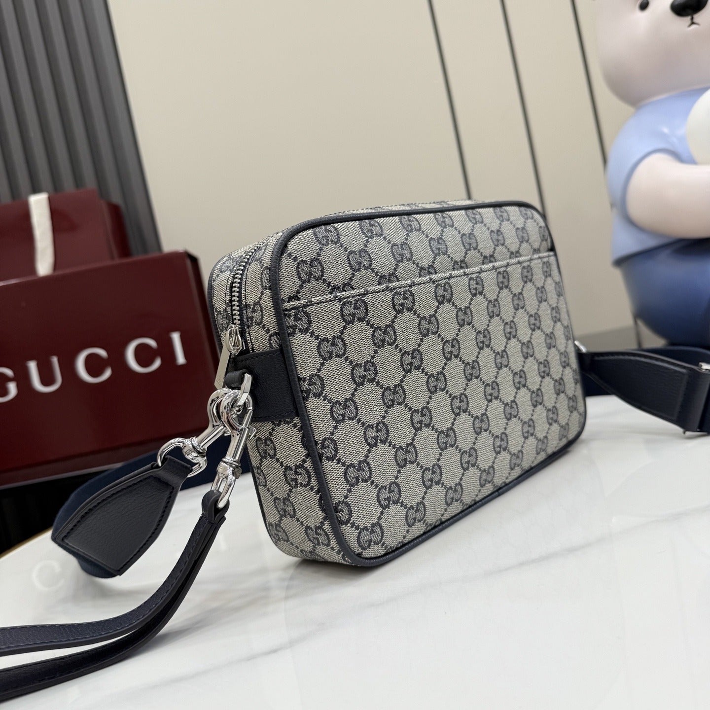 Gucci Canvas & Leather Zip Crossbody Bag