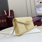 Gucci Yellow Leather GG Marmont Clutch