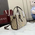 Gucci Brown Leather & Canvas Logo Tote Bag