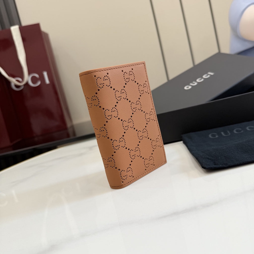 Gucci Brown Leather Openwork Card Holder
