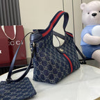 Gucci White Denim & Canvas Double G Tote Bag