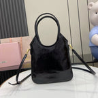 Miu Miu Black Patent Leather Logo Tote Bag