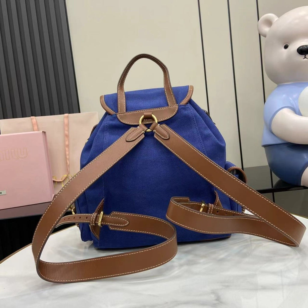 Miu Miu Brown Canvas & Calfskin Leather Backpack