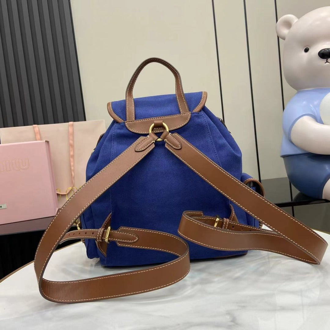 Miu Miu Brown Canvas & Calfskin Leather Backpack