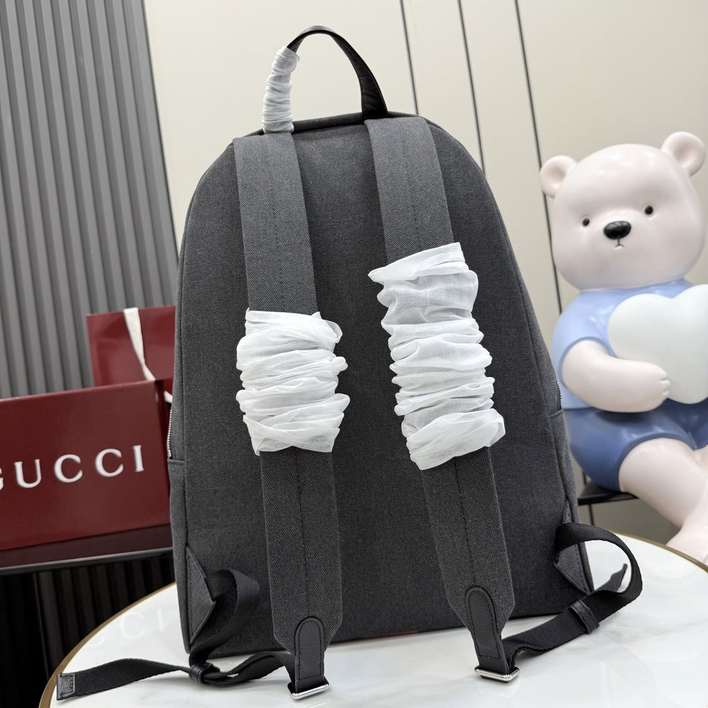 Gucci Black Canvas & Leather Vintage-Finish Backpack