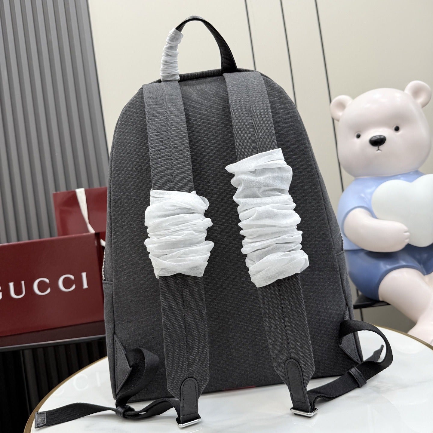 Gucci Black Canvas & Leather Vintage-Finish Backpack
