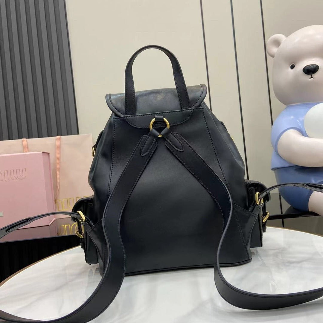 Miu Miu Black Calfskin Leather Backpack
