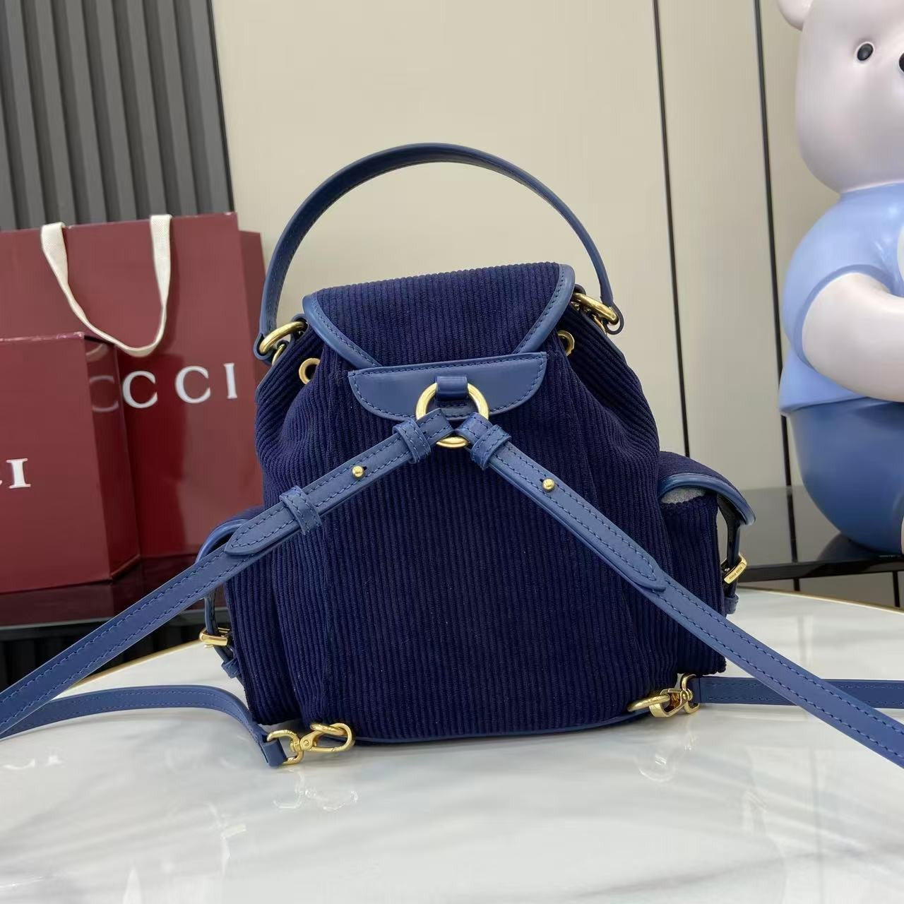 Miu Miu Corduroy & Calfskin Leather Backpack