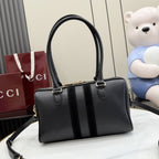 Gucci Black Leather & Canvas Horsebit Handbag