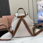 Miu Miu Brown Canvas & Calfskin Leather Backpack