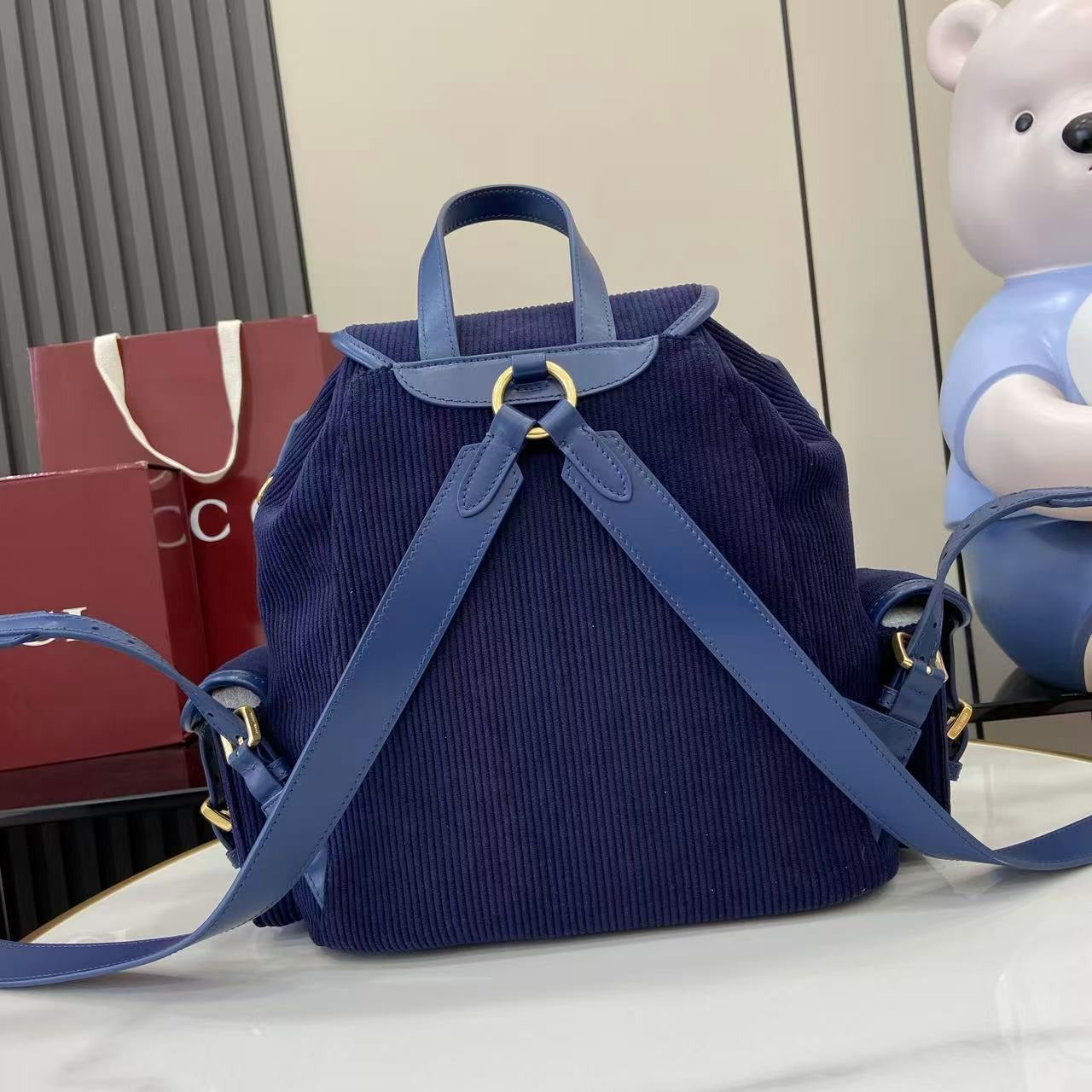 Miu Miu Corduroy & Calfskin Leather Backpack