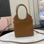 Miu Miu Brown Leather Logo Tote Bag