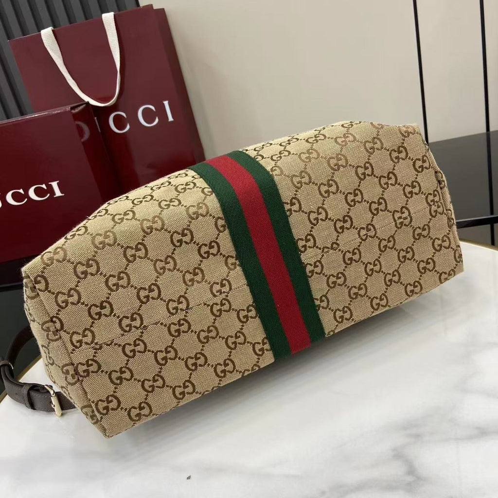 Gucci Black Canvas & Leather Double G Handbag