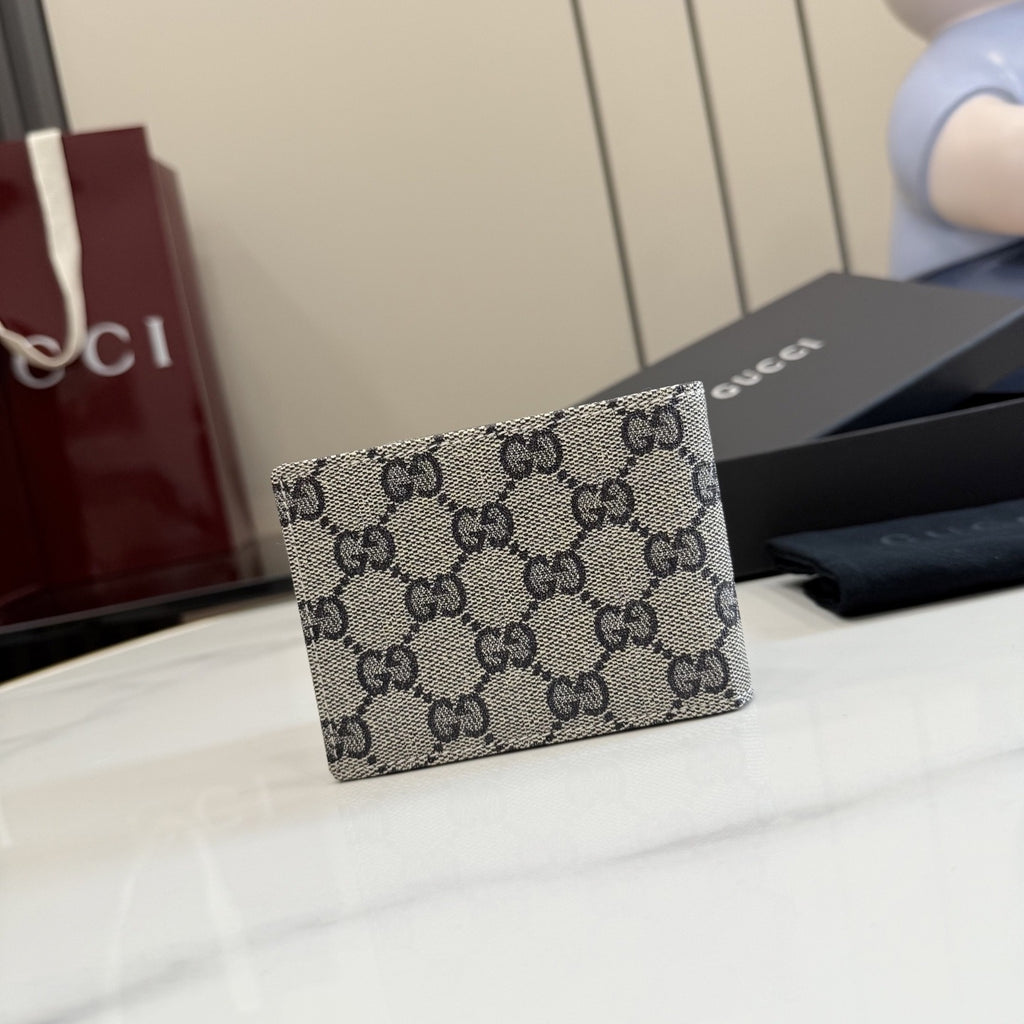 Gucci Green Canvas & Leather Logo Wallet