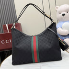 Gucci Black Canvas & Leather Zip Shoulder Bag