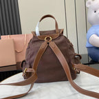 Miu Miu Brown Canvas & Calfskin Leather Backpack