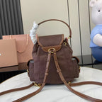 Miu Miu Brown Canvas & Calfskin Leather Backpack