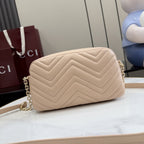 Gucci Beige Lambskin Leather GG Marmont Crossbody Bag