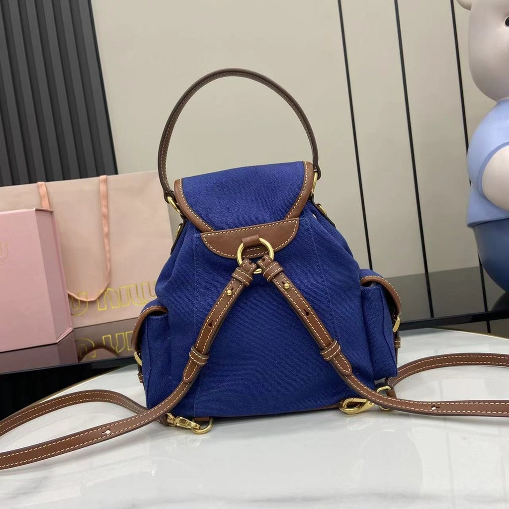 Miu Miu Brown Canvas & Calfskin Leather Backpack