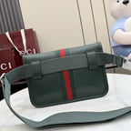 Gucci Green Leather & Canvas Logo Crossbody Bag